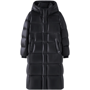 【宣璐同款】MOP24冬季新款90白鹅绒保暖黑金加厚长款连帽羽绒服