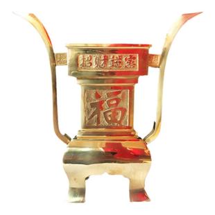 纯铜香炉五供摆件蜡台香桶佛堂供奉家具装饰蜡台香筒招财佛龛小号