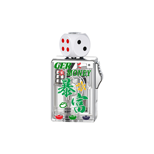 创意扑克牌黑桃A透明发光旋转骰子防风打火机网红潮流男士礼品炫
