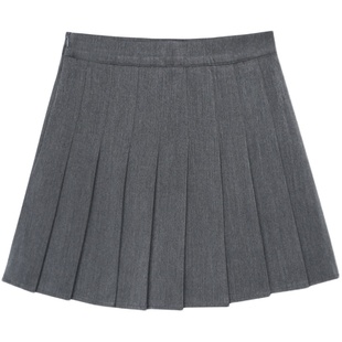 拾野森 夏装新款学院风高腰显瘦a字裙半身裙百褶裙学生短裙春秋