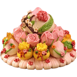 老人贺寿松岭祝寿馒头80大寿桃70岁奶奶爷爷生日蛋糕胶东花饽饽礼
