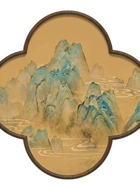 山水画梅花框装饰画四叶草挂画