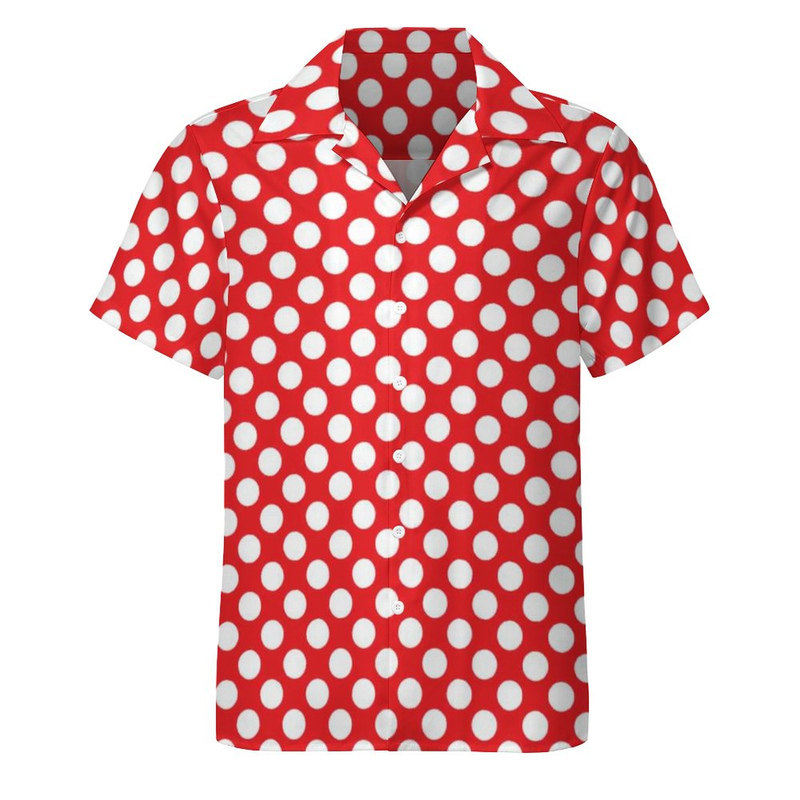 Polo collar dot printedshortsleevedshirt翻领圆点印花短袖衬衫