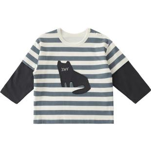 男童T恤春秋儿童体恤洋气炸街假两件男孩春装婴幼儿衣服宝宝上衣