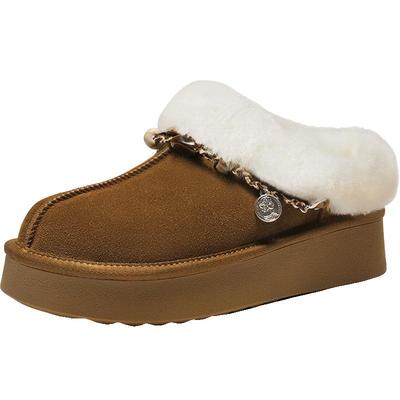 百丽保暖毛毛鞋新款棉鞋冬季可外穿雪地靴厚底休闲鞋B3025AH6