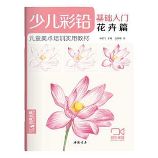 经典全集 少儿彩铅基础入门花卉篇 幼儿童实用初学零基础彩色铅笔画画教材美术课件教程书籍 视频同步教学 杨建飞主编