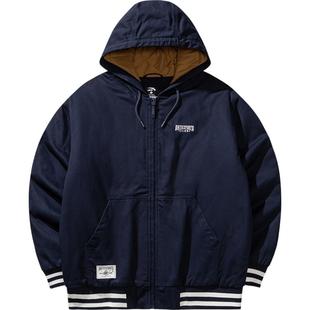 安踏加厚运动服外套男士冬季新款学院风宽松休闲保暖棉服夹克上衣