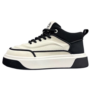 行路者潮牌男士2025秋冬款韩版皮面运动休闲鞋小白鞋厚底增高板鞋