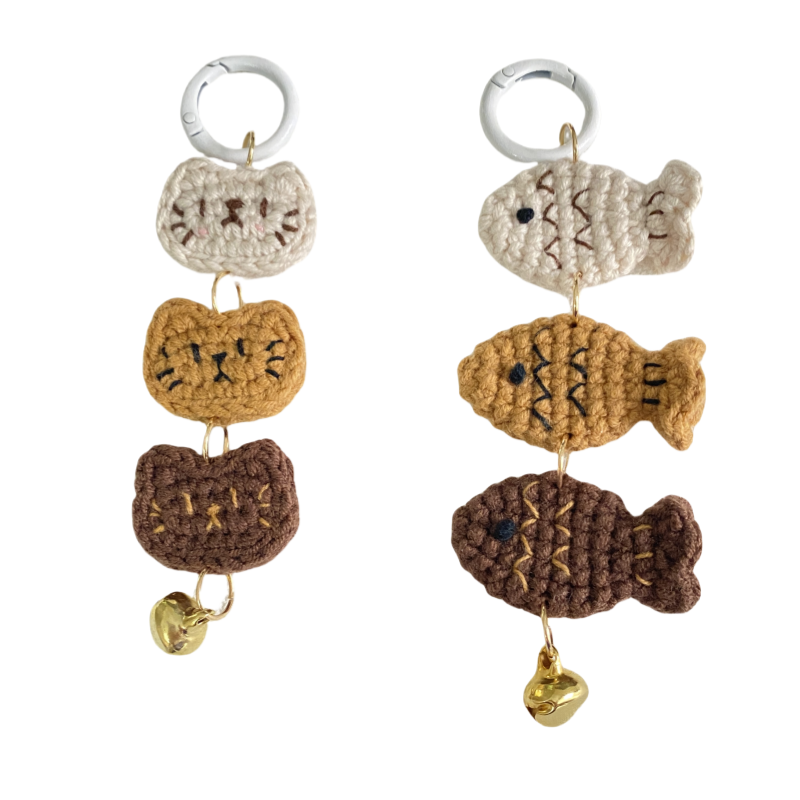 猫咪小鱼挂件毛线手工编织钩针diy材料包针织勾打发时间无聊解闷