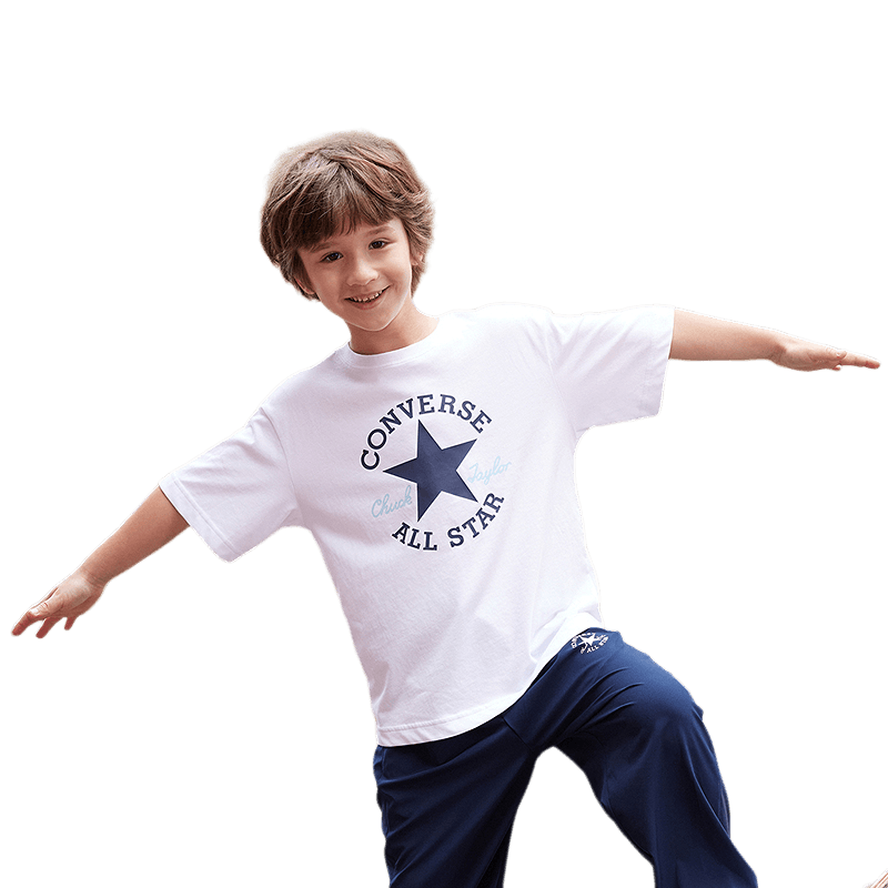 converse匡威儿童装男童短袖上衣青少年夏季中大童潮牌半袖T恤