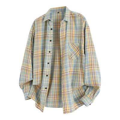 回力格子衬衫男款春季新磨毛上衣