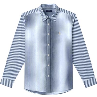 【早春系列】Hazzys哈吉斯竖条纹长袖衬衣男休闲内搭棉质衬衫上衣
