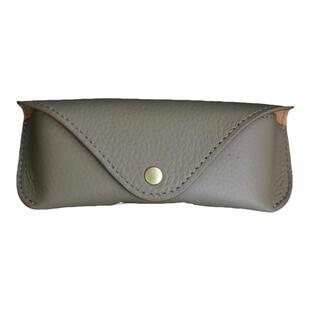 灰绿真皮眼镜盒男女加厚抗压便携眼镜袋手工头层牛皮太阳镜墨镜盒