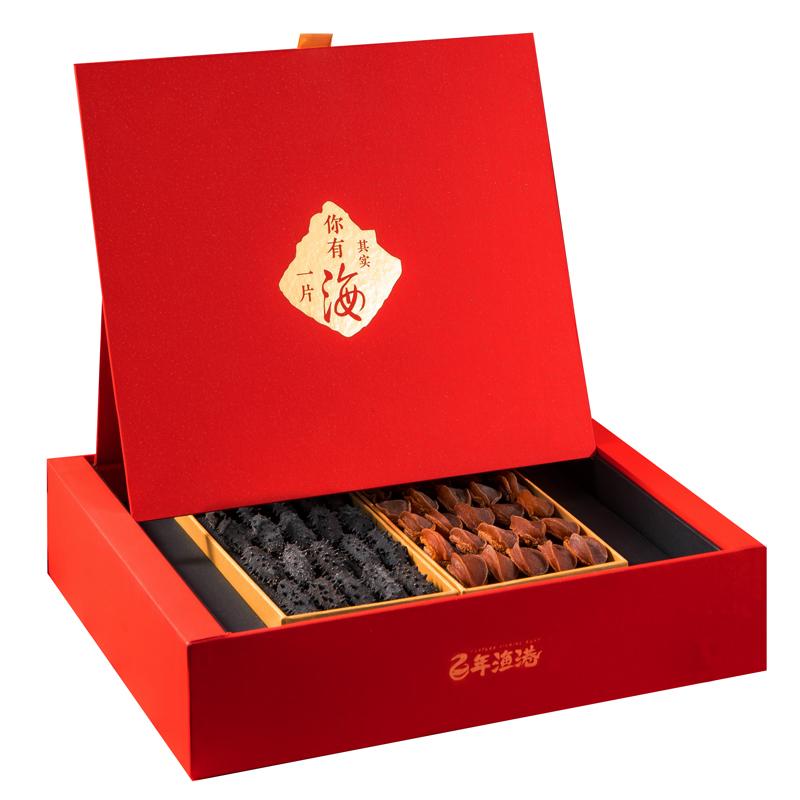 百年漁港干海參鮑魚禮盒大連原產(chǎn)地精品淡干貨遼參高檔送禮旗艦店