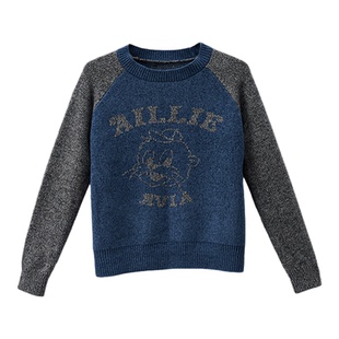 【鞠婧祎同款】AVIA爱威亚2025秋季新款复古圆领女士毛衣女款上衣