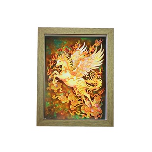 中式古典九色鹿相框画裸眼3D立体纸雕画马年摆件送亲朋国潮礼品