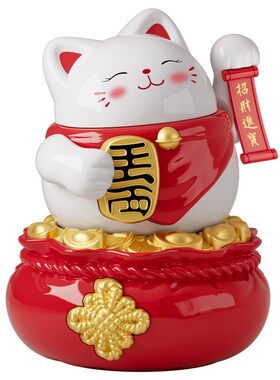 招财猫摆件自动招手太阳能