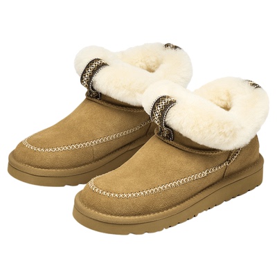 KISSCAT接吻猫[绵羊窝]毛绒雪地靴25冬新毛毛靴羊毛厚底雪地靴女