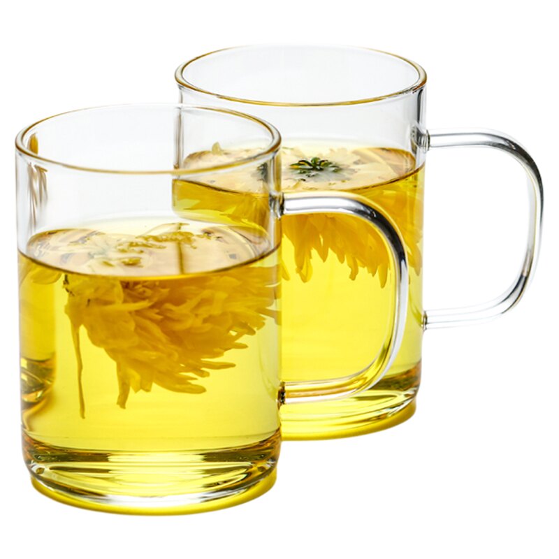 北大史玻璃水杯加厚耐热家用杯子简约办公室泡茶杯绿茶水杯2只装