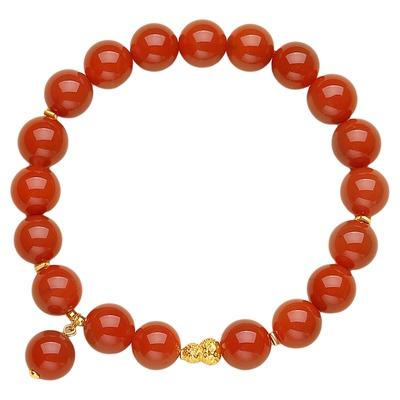 高端南红玛瑙原矿18K金葫芦手串