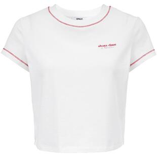 【ONLY奥莱】春夏精致刺绣slogan圆领撞色缝线显瘦正肩纯棉T恤女