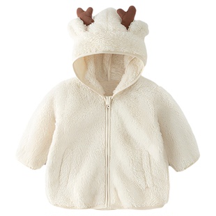 汤尼倍儿婴儿加绒小外套秋冬季宝宝连帽保暖上衣加厚开衫外穿冬装