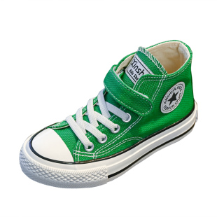 儿童高帮帆布鞋女童板鞋糖果色童鞋2024春季球鞋男童布鞋休闲鞋子