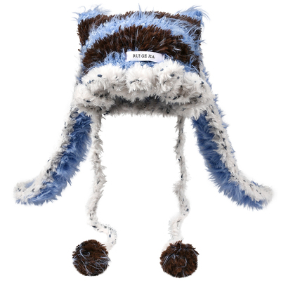 卡通毛绒帽子秋冬加厚保暖针织帽