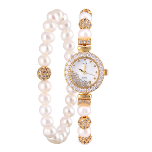 小表盘手链表女珍珠锆石英时尚潮流精致生日礼品简约复古防水手表