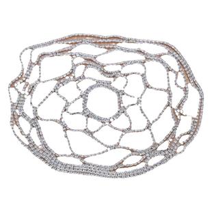 新款欧美时尚爪链网状发饰新娘婚礼表演造型多层水钻配饰