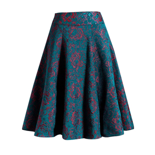 2021年爆款新款时尚秋冬天女a字半身短裙子蓬蓬毛呢洋气花色伞裙