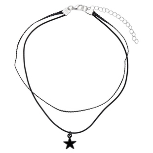 KANSAI黑色双层叠戴星星项链简约短颈链项圈百搭锁骨链学生choker