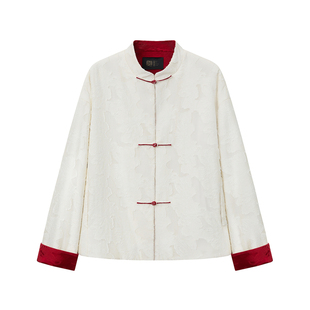 如意连云【熹悦】冬新款剪花盘扣棉服女新中式撞色翻袖口夹棉外套