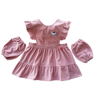 宝宝罩衣女孩冬季洋气羽绒服女童灯芯绒儿童围裙新款好看公主围兜