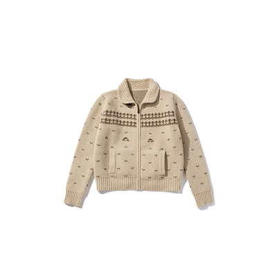 THE SHY STREET棕色圣诞考津毛衣COWICHAN CARDIGAN