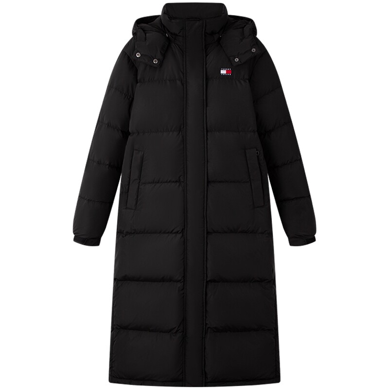 Tommy女装刺绣长款连帽羽绒服
