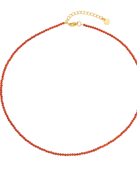 JoJo｜设计师款本命年玛瑙串珠叠戴红色滴胶金色项链