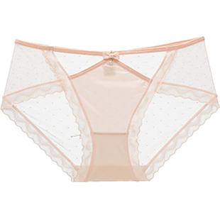 六只兔子内裤女桑蚕丝底裆法式缎面性感蕾丝低腰女士三角裤不卷边