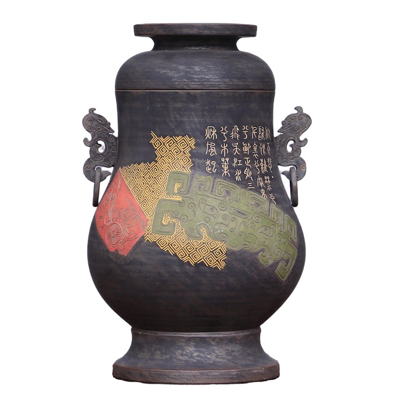 建水紫陶茶叶罐青云直上手磨茶罐