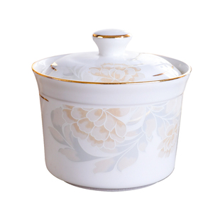 炖盅隔水炖家用金边骨瓷燕窝汤盅小盅碗陶瓷养生盅1人迷你盅杯 盖