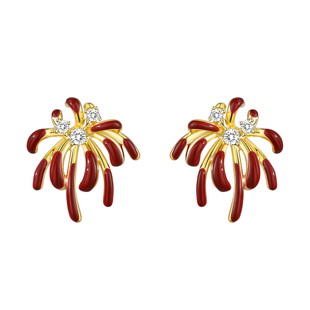 【巷南】999银烟花耳钉轻奢本命年红耳环2026马过新年高级女耳饰