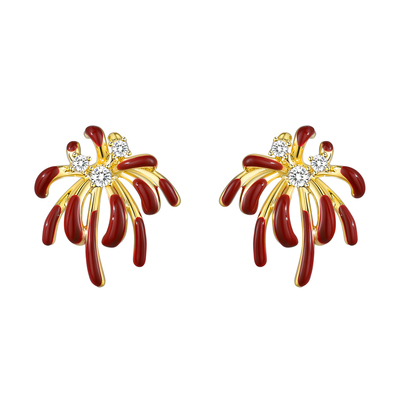 巷南999银烟花耳钉轻奢本命年女