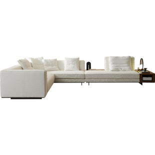 罗杰沙发意大利大户型高档别墅转角白色意式极简亲肤棉麻布艺沙发