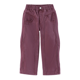 半度闲女大童加绒工装裤洋气秋冬装25新款女孩冬季加厚运动长裤潮