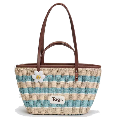 Tagi.新款小花编织大容量托特包