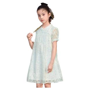 巴拉巴拉女童连衣裙中大童新中式长裙儿童国风裙子夏装新款童装潮
