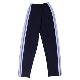 藏蓝色校服裤子小学生一条白宽杠加一道反光条春秋款直筒夏季反光