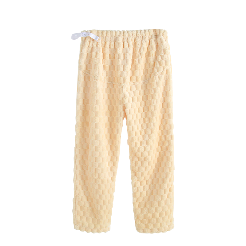 珊瑚绒大码秋冬厚款保暖家居裤加绒加厚孕妇托腹可调节法兰绒睡裤