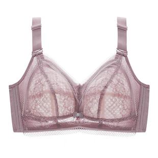 夏季超薄大码内衣女胖mm无钢圈薄款文胸大胸显小收副乳聚拢防下垂