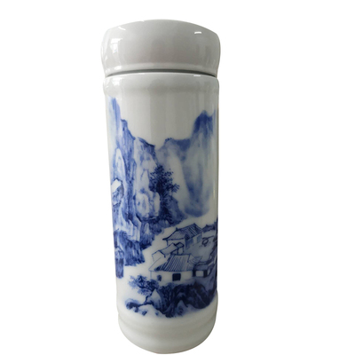 景德镇陶瓷保温杯带盖双层内胆